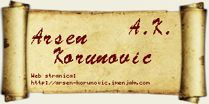 Arsen Korunović vizit kartica